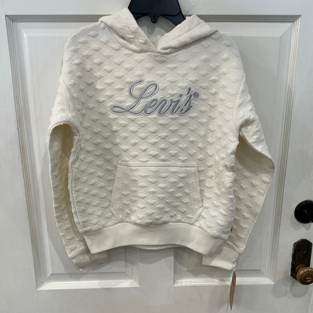 Levi's Girls Cream Textured Hoodie Size Large (12-13)